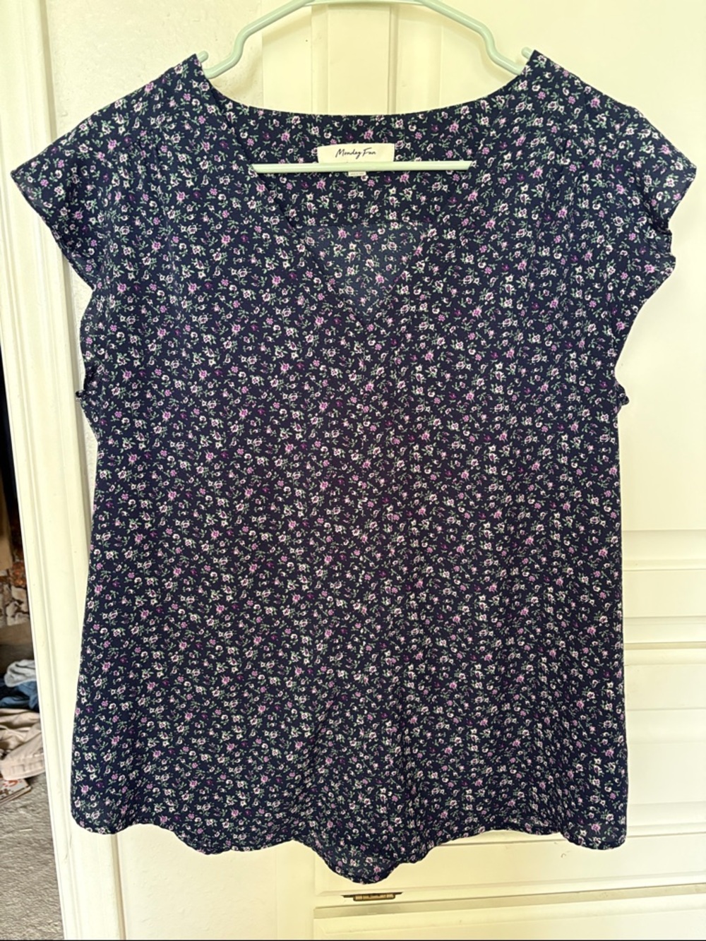 Monday Fun Floral Cap-Sleeve Top
